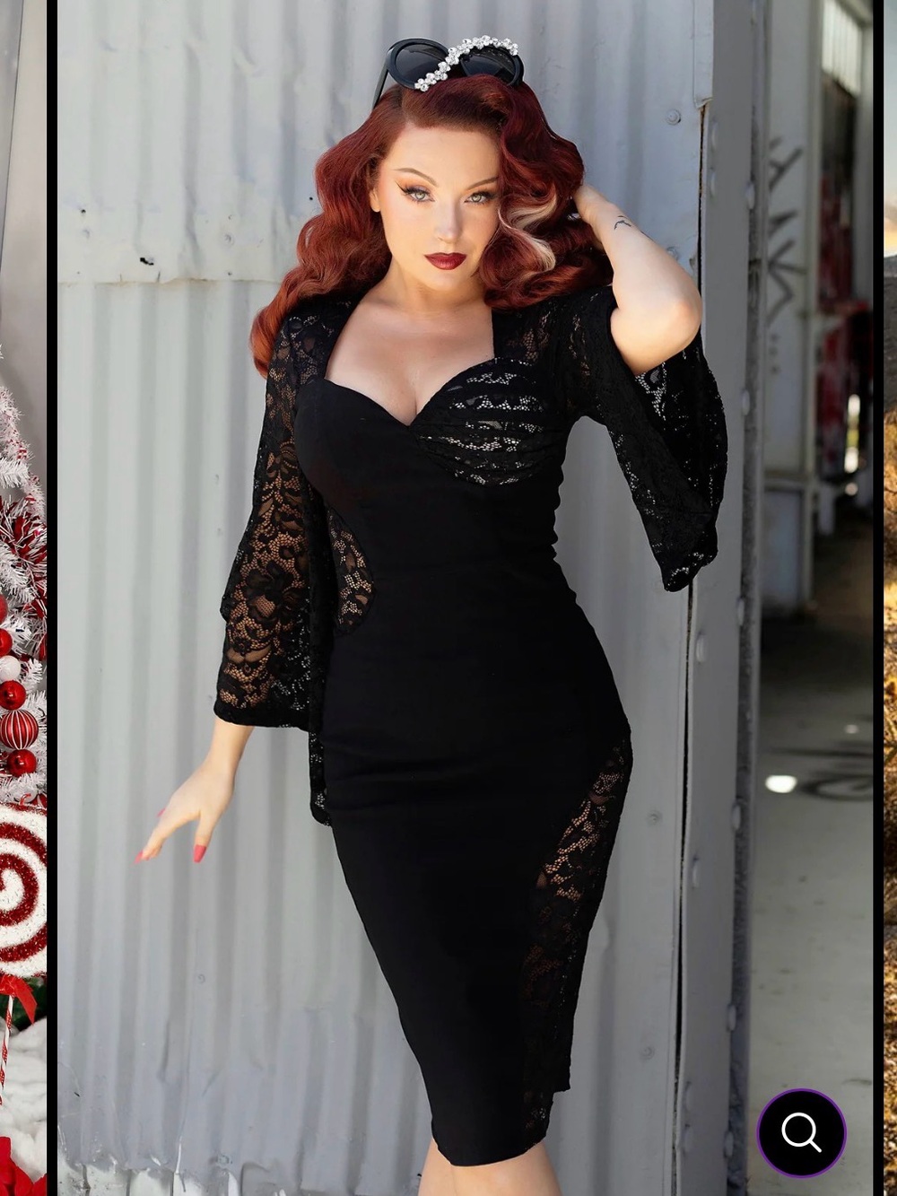 Vintage-Inspired Black Lace Pencil Dress Weasel Wear size M